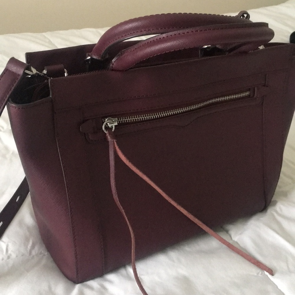 USED ONCE Rebecca Minkoff Sm Monroe Tote Burgundy - Picture 4 of 6
